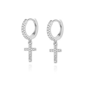 Silver Color Christian Cross Zircon Crystals Personality Pendant Pendant Earrings Women's Jewellery Gifts - The Jewellery Supermarket